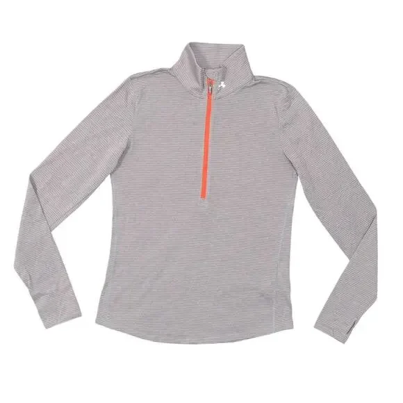 Under Armour Threadborne Women's Small Striped Gray Pullover Sweatshirt 1/4 Zip - Picture 1 of 8